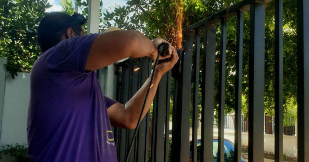 A technician working at gate
